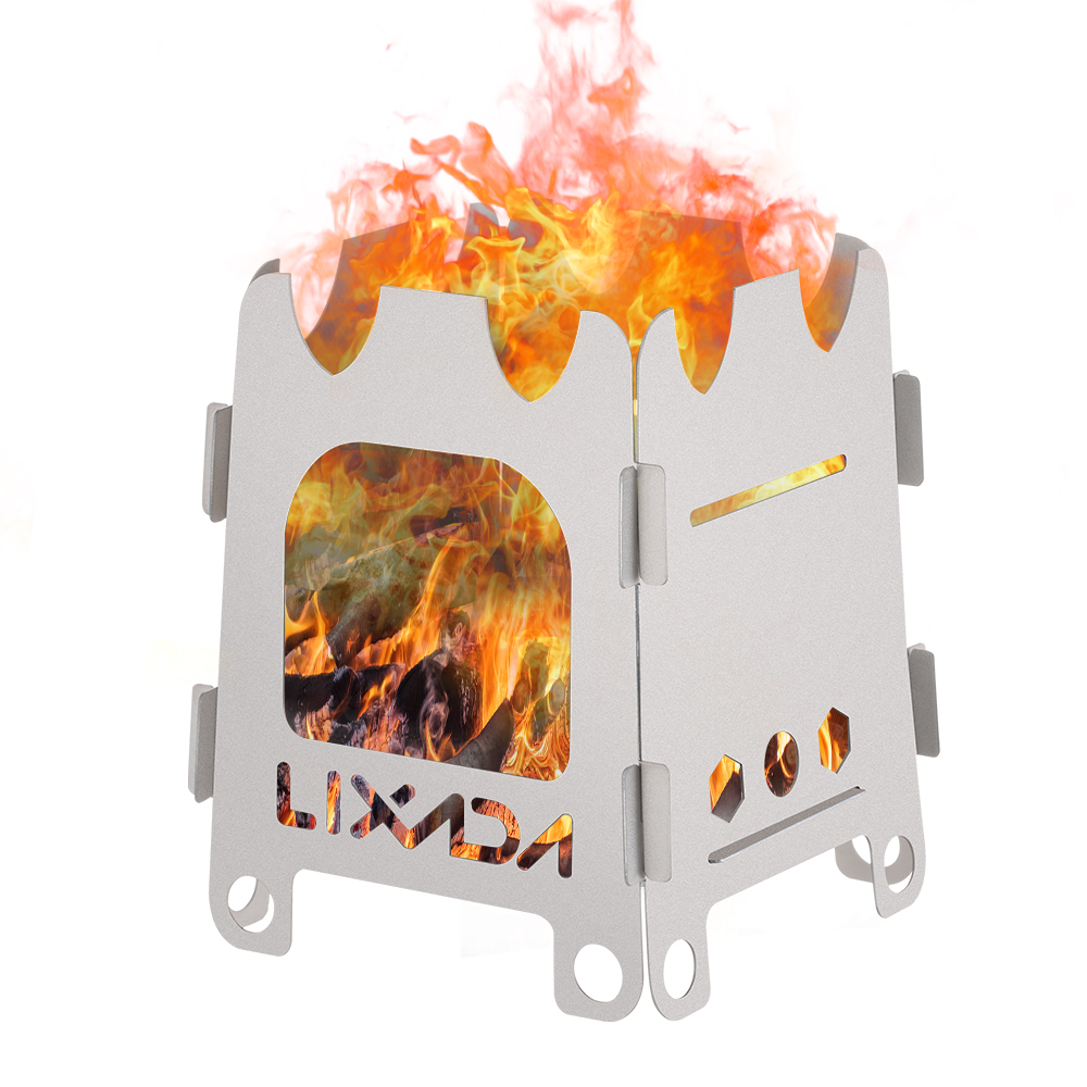 Titanium Folding Wood Stove Tent - Lixada Titanium/Stainless steel Outdoor Camping Stove
