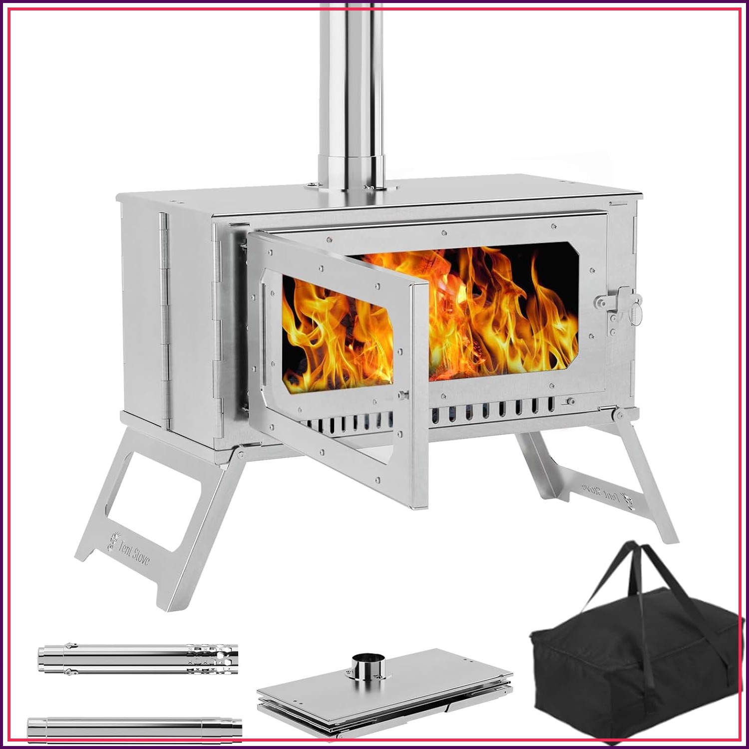 Hot Tent Wood Stove With Chimney Pipe - Factory Direct 2026 Portable Hot Tent