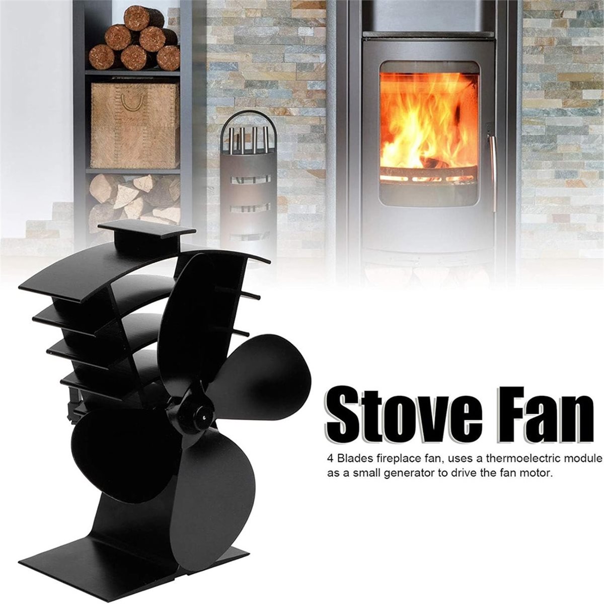 Stove Fan Heat Powered 4 Blade - newA10R Wood Stove Fan Aluminum Withstand