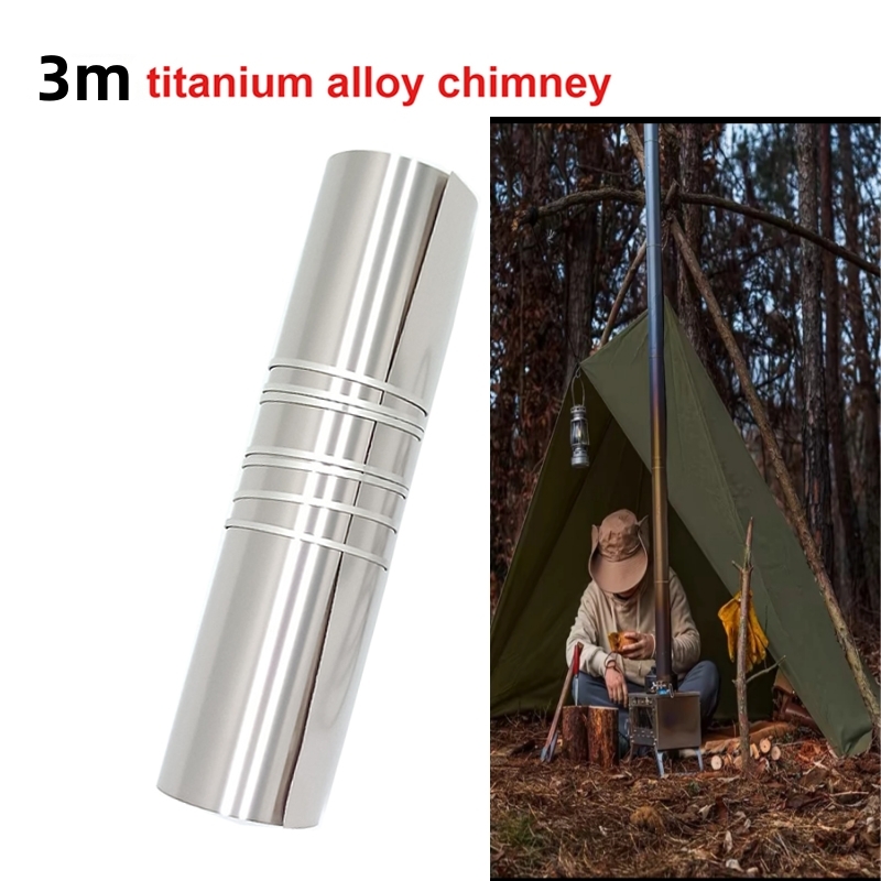 Hot Tent Wood Stove With Chimney Pipe - Hand‑Rolled Titanium Chimney Pipe 2m/3m Ultra‑Light