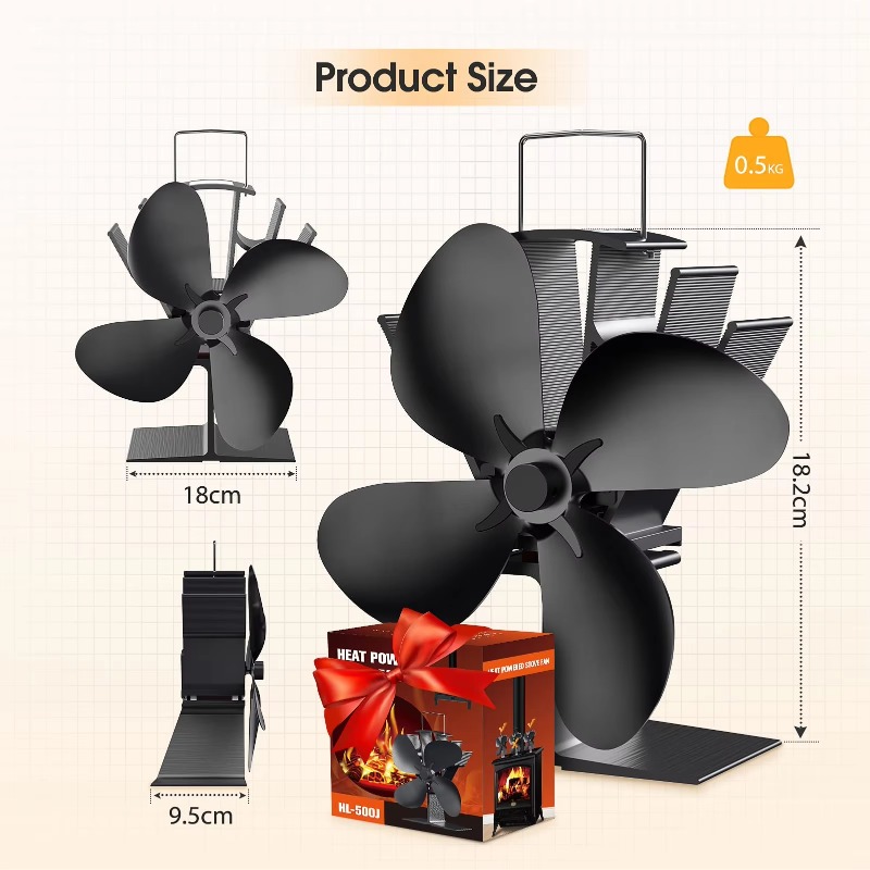 Stove Fan Heat Powered 4 Blade - Wood Stove Fan Heat Powered, 4
