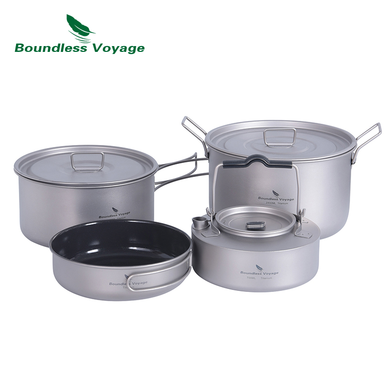 Titanium Cooking Pot Pan Mess Kit - VÔ BIÊN Chuyến Hải Hành Titan