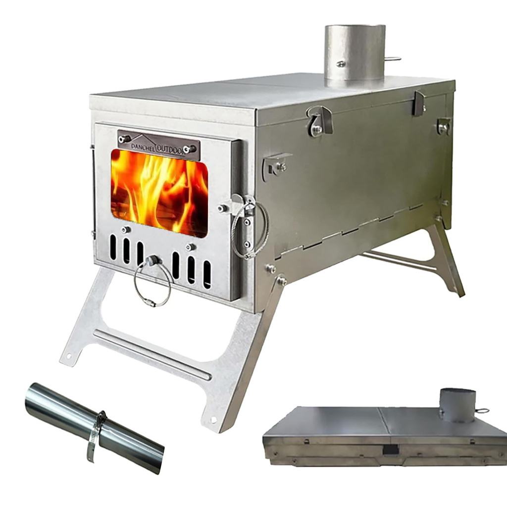 Ultralight Titanium Wood Stove Backpack - DANCHEL T6 Titanium Stove Folding Tent