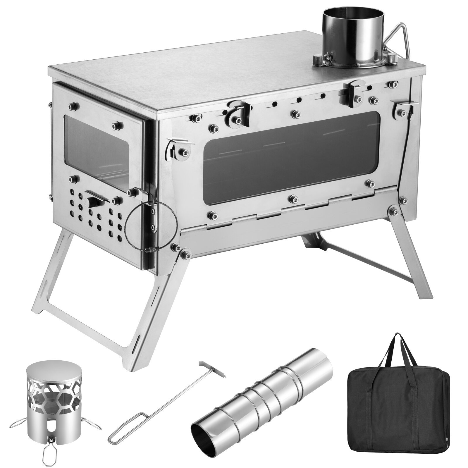 Portable Outdoor Wood Burning  - đánh giá và giá Hot Tent Wood Stove With Chimney Pipe