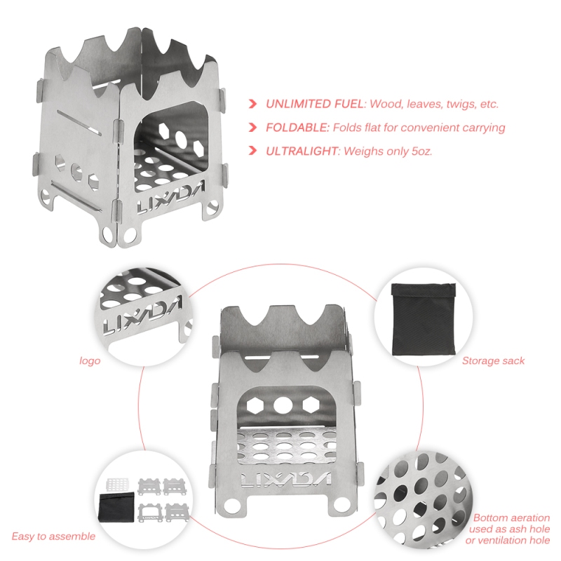 Lixada Titanium/Stainless stee - đánh giá và giá Titanium Folding Wood Stove Tent