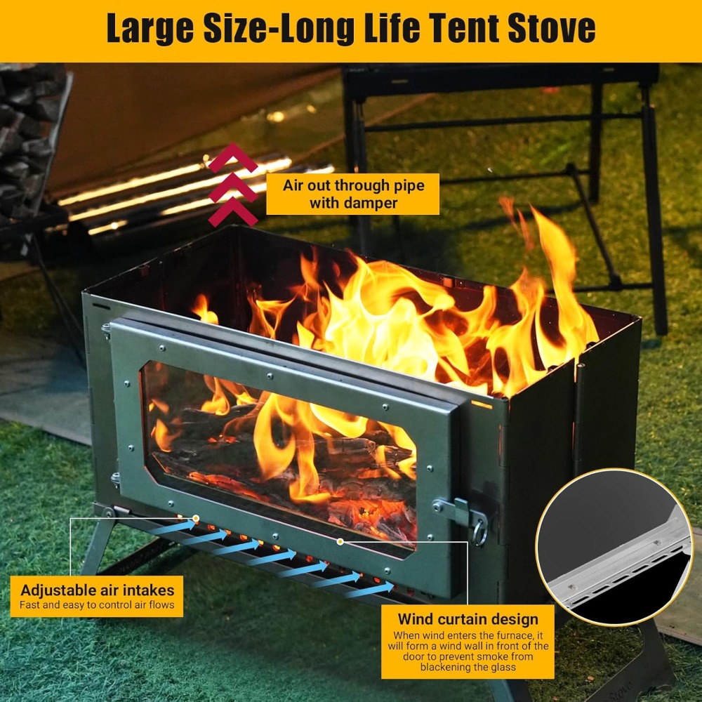 Factory Direct 2026 Portable H - đánh giá và giá Hot Tent Wood Stove With Chimney Pipe