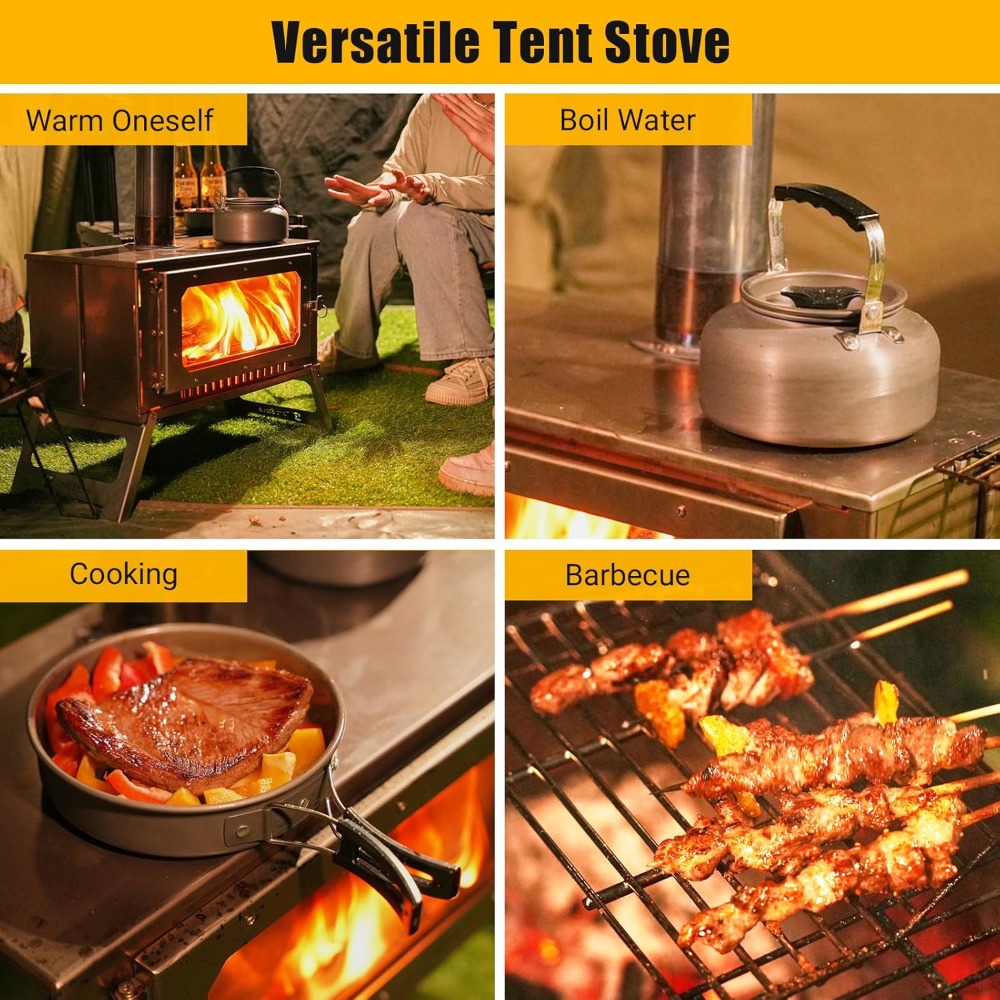 Factory Direct 2026 Portable H - đánh giá và giá Hot Tent Wood Stove With Chimney Pipe