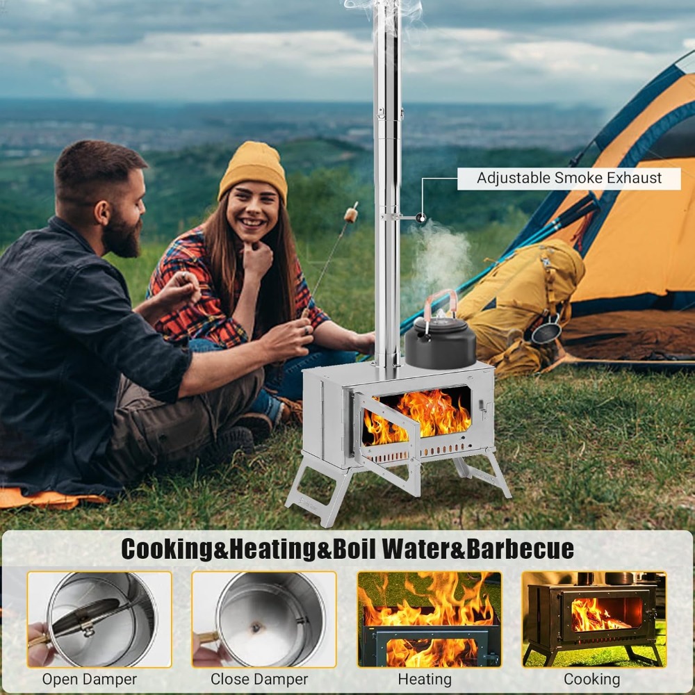 Factory Direct 2026 Portable H - đánh giá và giá Hot Tent Wood Stove With Chimney Pipe