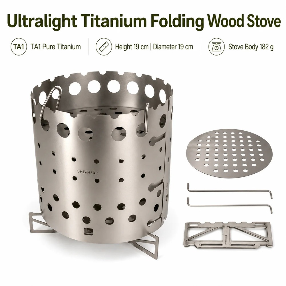 Ultralight TA1 Titanium Wood B - đánh giá và giá Ultralight Titanium Wood Stove Backpack