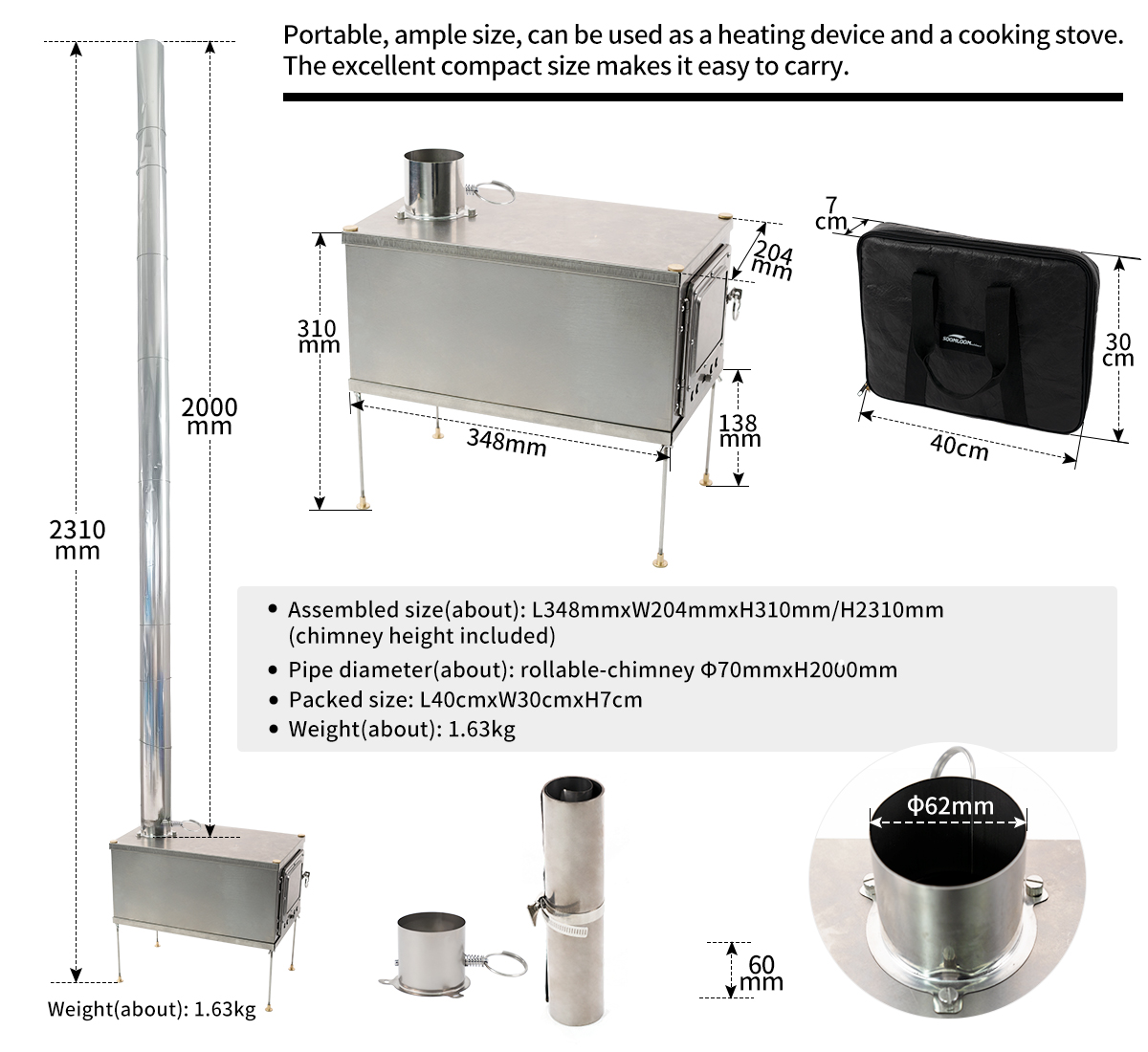 Foldable titanium wood-burning - đánh giá và giá Titanium Folding Wood Stove Tent