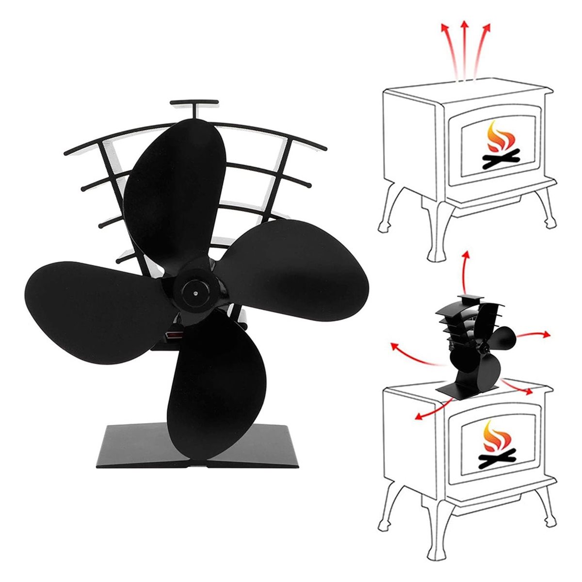 Wood Stove Fan Aluminum Withst - đánh giá và giá Stove Fan Heat Powered 4 Blade