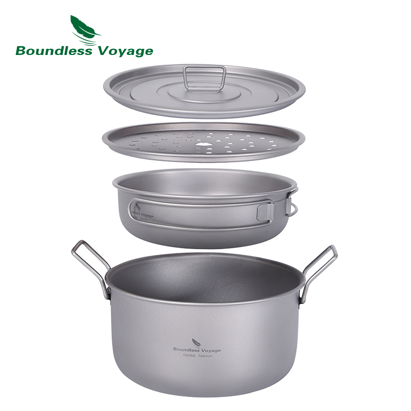 Boundless Voyage Camping Cooki - đánh giá và giá Titanium Cooking Pot Pan Mess Kit