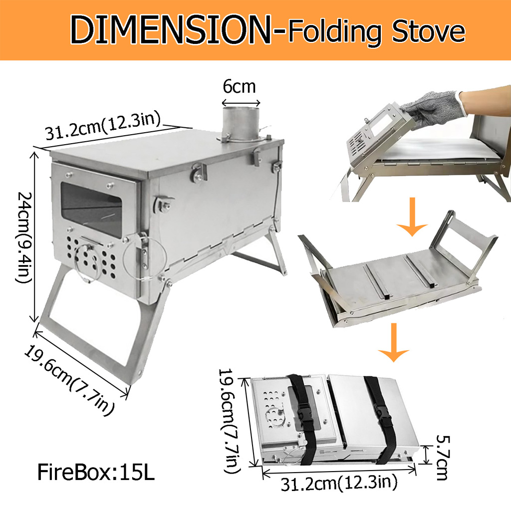 DANCHEL T2 Titanium Tent Stove - đánh giá và giá Titanium Folding Wood Stove Tent