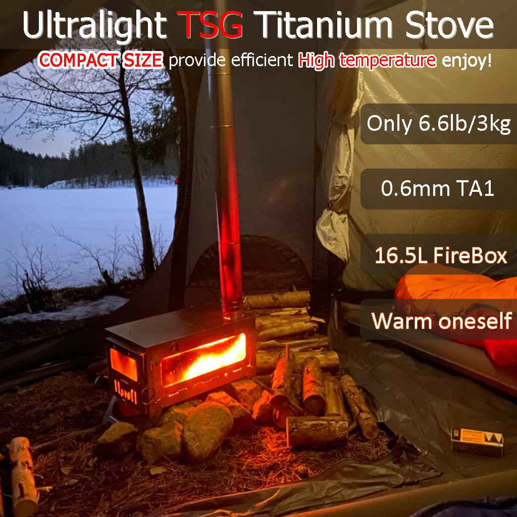 DANCHEL TSG Titanium Tent Stov - đánh giá và giá Ultralight Titanium Wood Stove Backpack