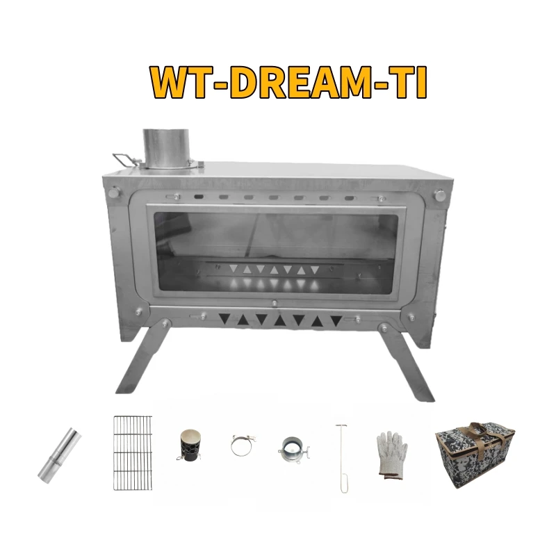 WT-Dream-Ti Titanium furnace P - đánh giá và giá Titanium Folding Wood Stove Tent