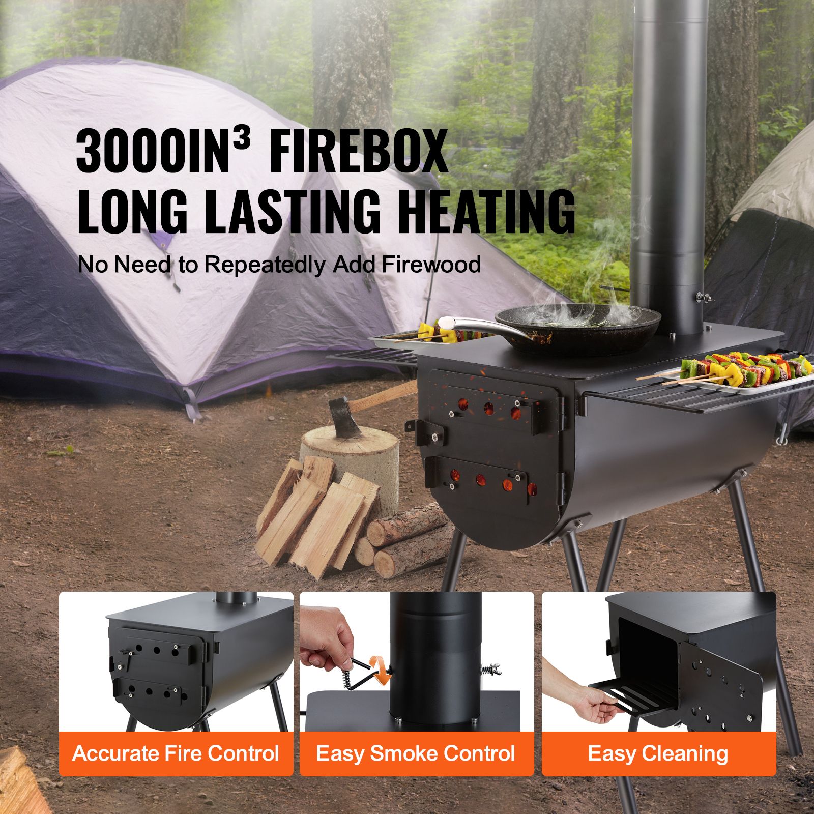 Wood Stove, 118 inch, Alloy St - đánh giá và giá Hot Tent Wood Stove With Chimney Pipe