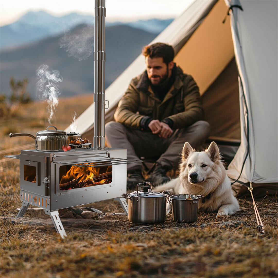 Hot Tent Stove, Stainless Stee - đánh giá và giá Hot Tent Wood Stove With Chimney Pipe