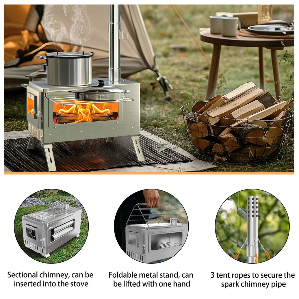 Hot Tent Stove, Stainless Stee - đánh giá và giá Hot Tent Wood Stove With Chimney Pipe