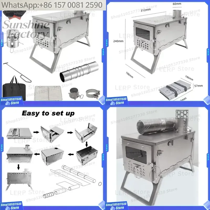 Stainless Steel Wood Burning S - đánh giá và giá Hot Tent Wood Stove With Chimney Pipe