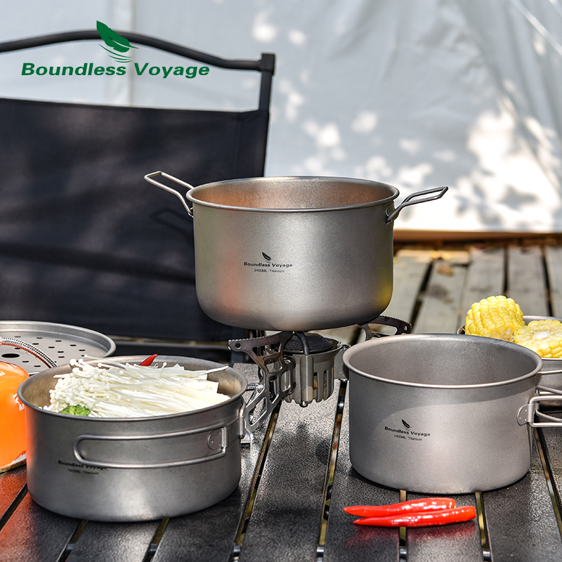 VÔ BIÊN Chuyến Hải Hành Titan  - đánh giá và giá Titanium Cooking Pot Pan Mess Kit
